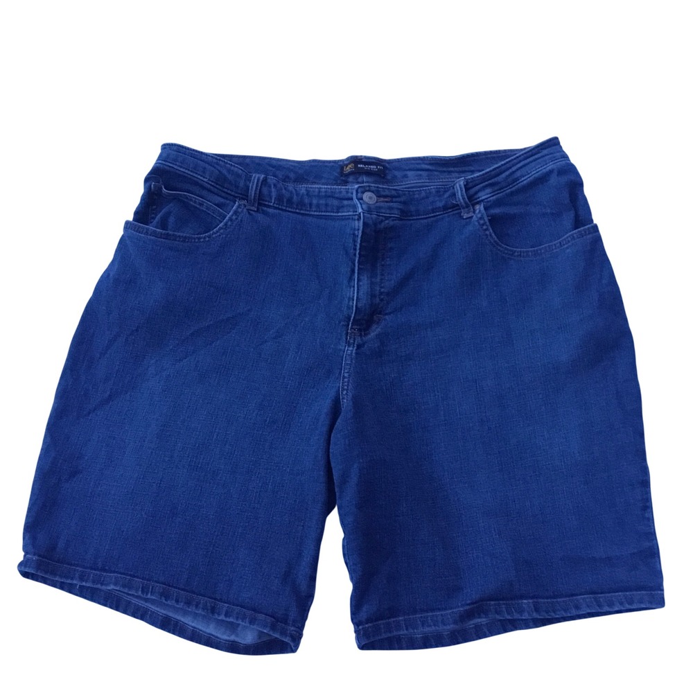 Lee Womens Relaxed Fit Mid Rise Denim Shorts Blue Size 18W Medium Wash 103783728